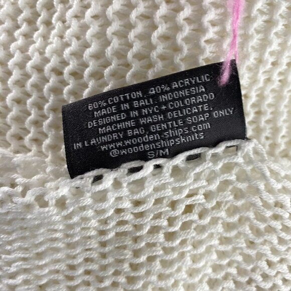 Wooden Ships Open Front Wrap Cardigan Sweater S/M White Open Knit NWT CJ-1423 - Picture 11 of 11
